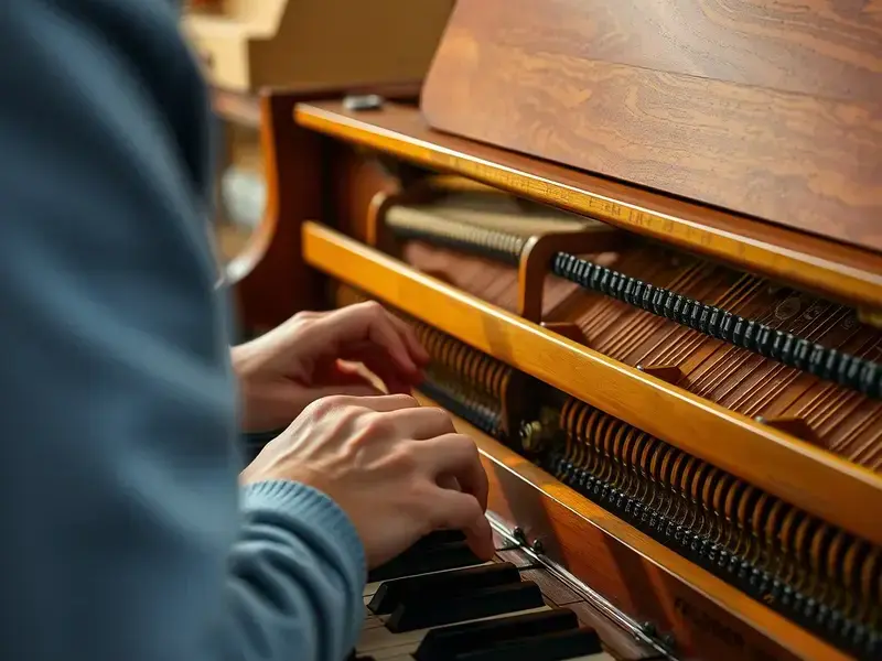 Piano technician at work